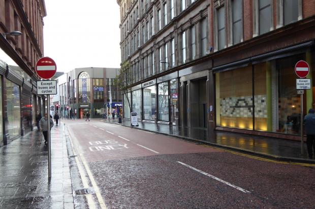 An empty bus-only street