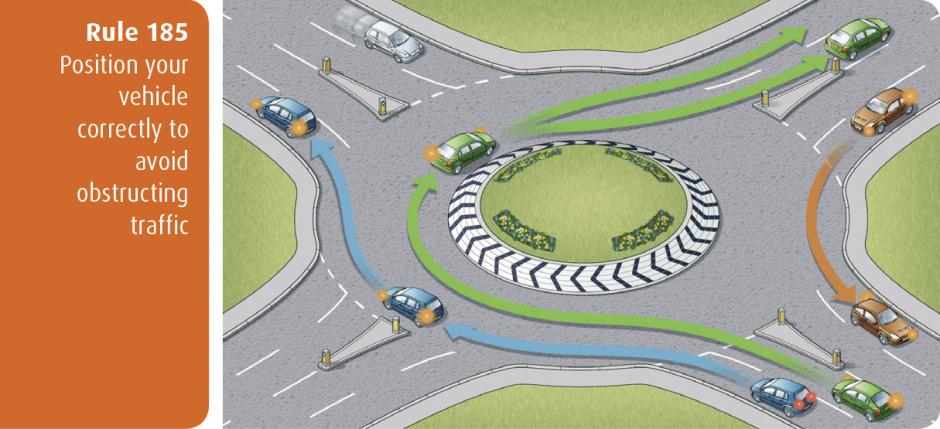 Highway Code for Northern Ireland rule 185 - position your vehicle correctly to avoid obstructing traffic